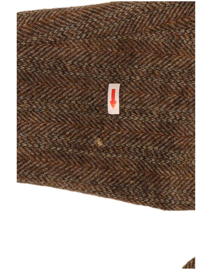 Giacca blazer a 2 bottoni da uomo Harris Tweed UK 44 2XL Lana a spina di pesce marrone