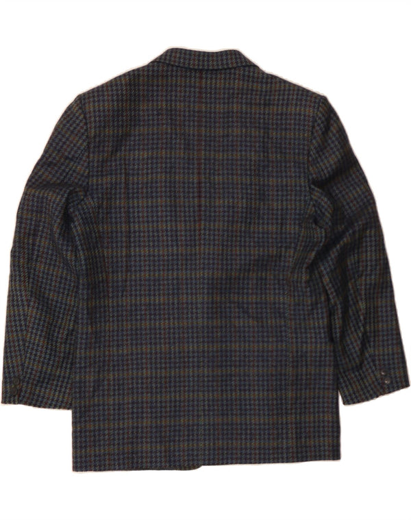 FERRARI Mens 2 Button Blazer Jacket UK 40 Large Navy Blue Houndstooth
