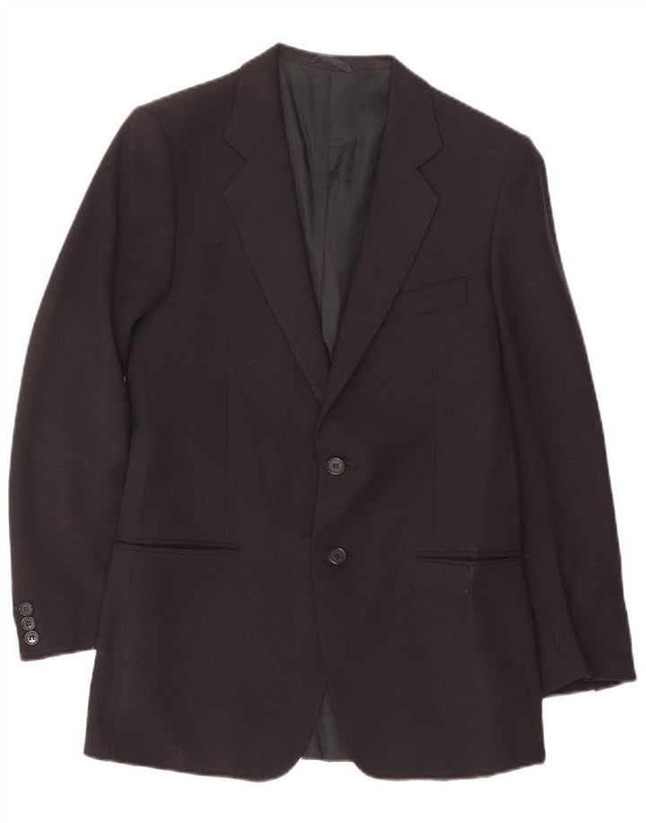 Giacca blazer vintage da uomo a 2 bottoni IT 46 piccola in lana blu navy