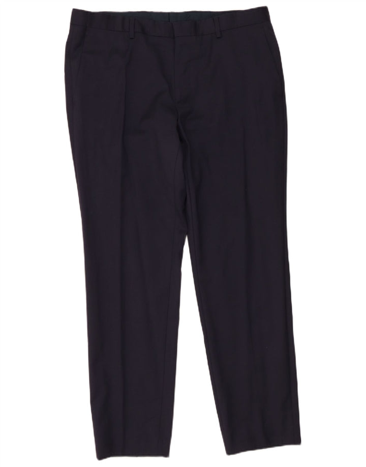 Pantaloni da abito slim da uomo Hugo Boss W36 L30 in lana blu navy