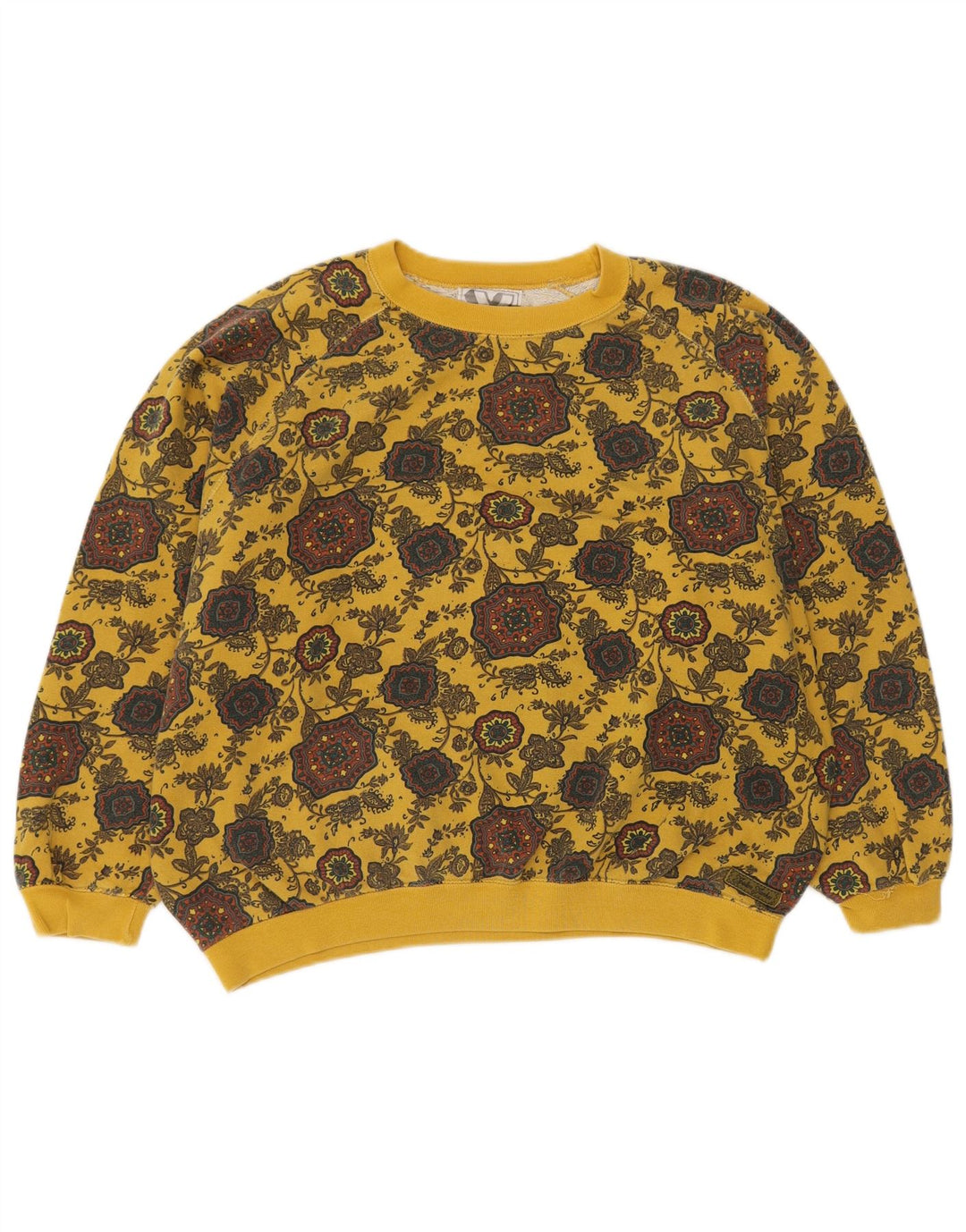 PATRIZIA DINI Felpa da donna Maglione UK 14 Medio Giallo floreale