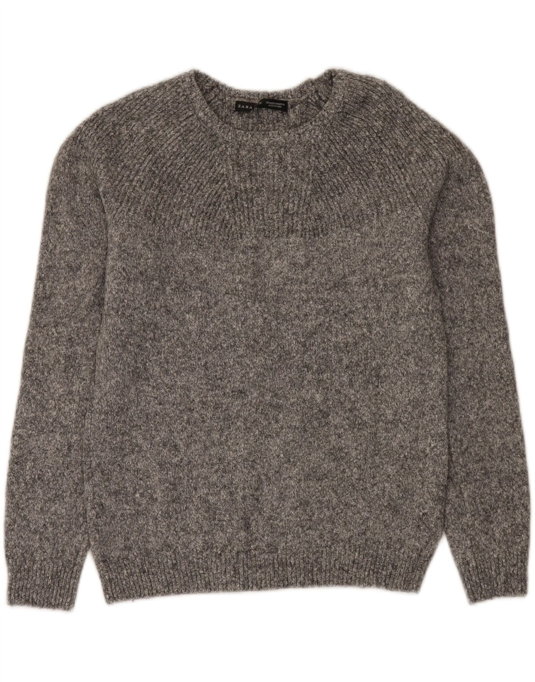 Maglione Zara da uomo con scollo a barca in lana screziata grigio medio
