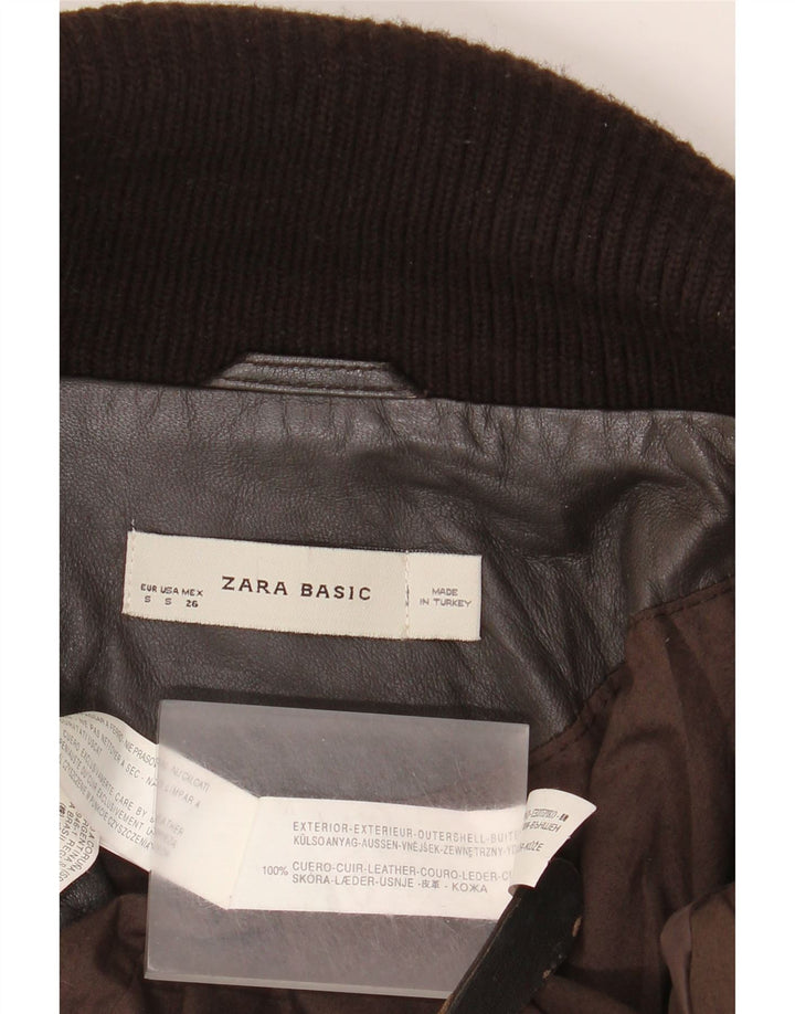 Giacca in pelle da donna Zara UK 10 piccola in pelle marrone