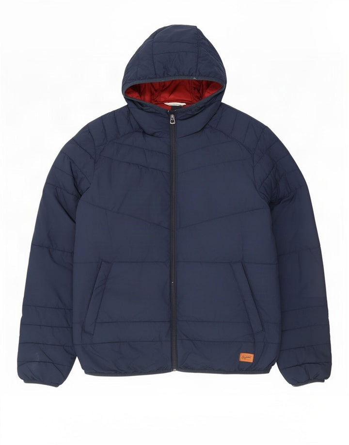 Giacca imbottita con cappuccio da uomo Jack & Jones UK 36 piccola in poliestere blu navy