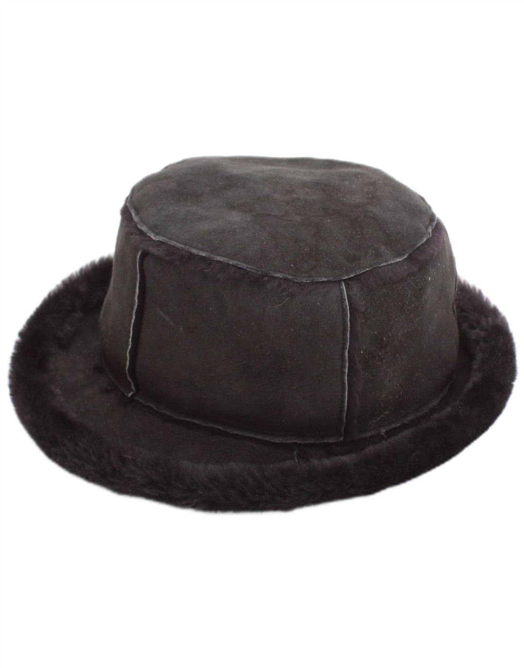 Cappello da donna Borsalino in shearling in pelle scamosciata grigio medio