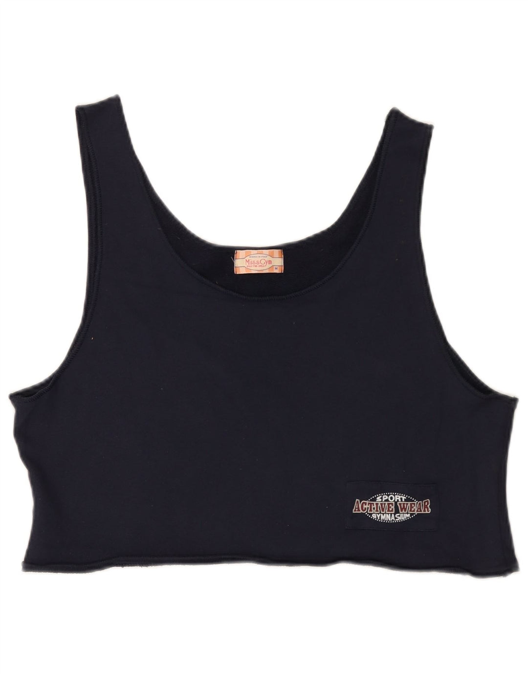 Canotta corta da donna vintage UK 14 cotone blu navy medio