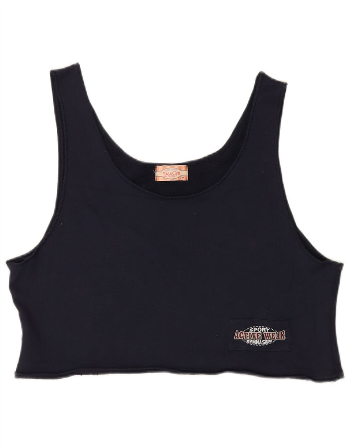Canotta corta da donna vintage UK 14 cotone blu navy medio