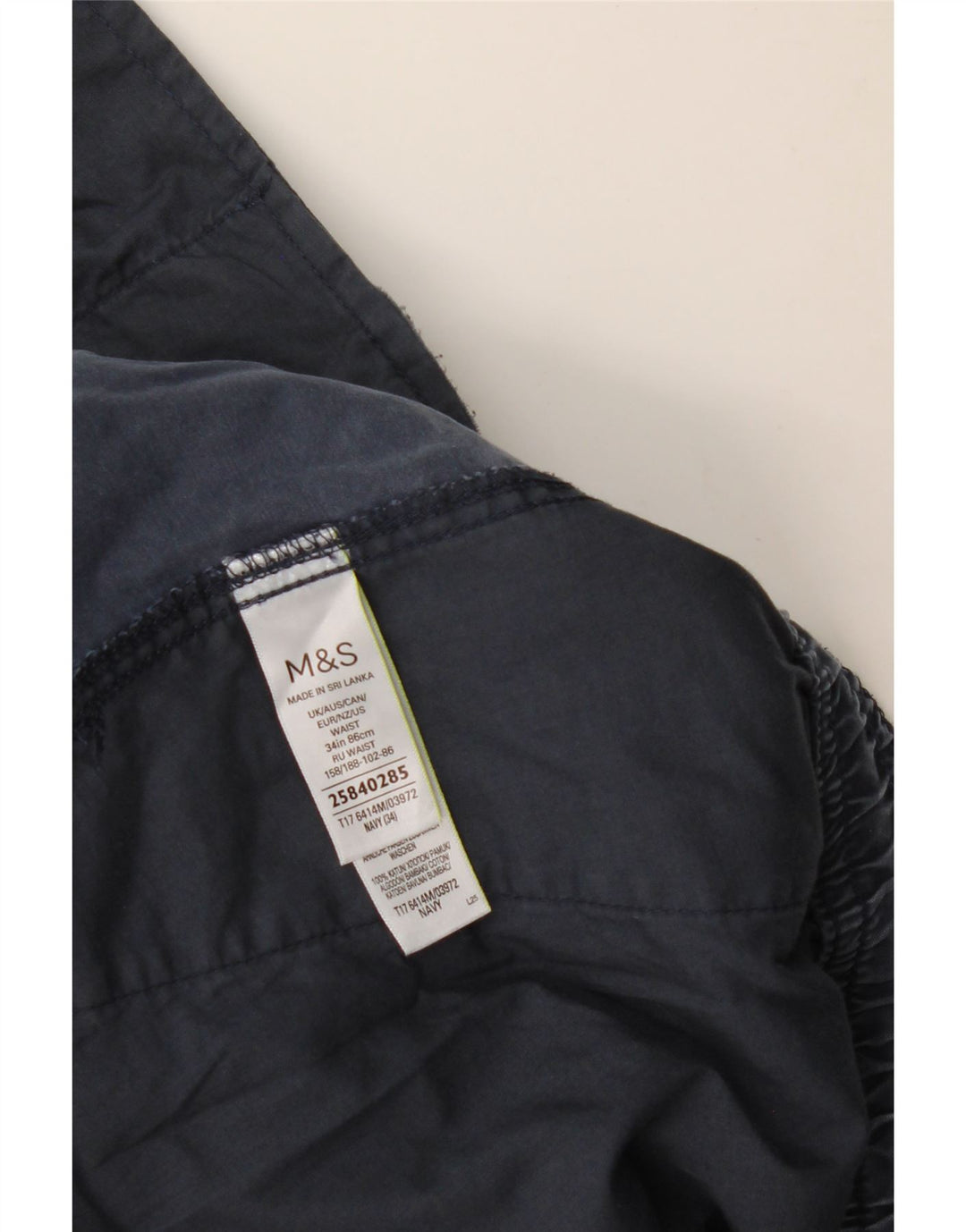 MARKS & SPENCER Pantaloncini cargo da uomo W34 Large Blu Navy in cotone