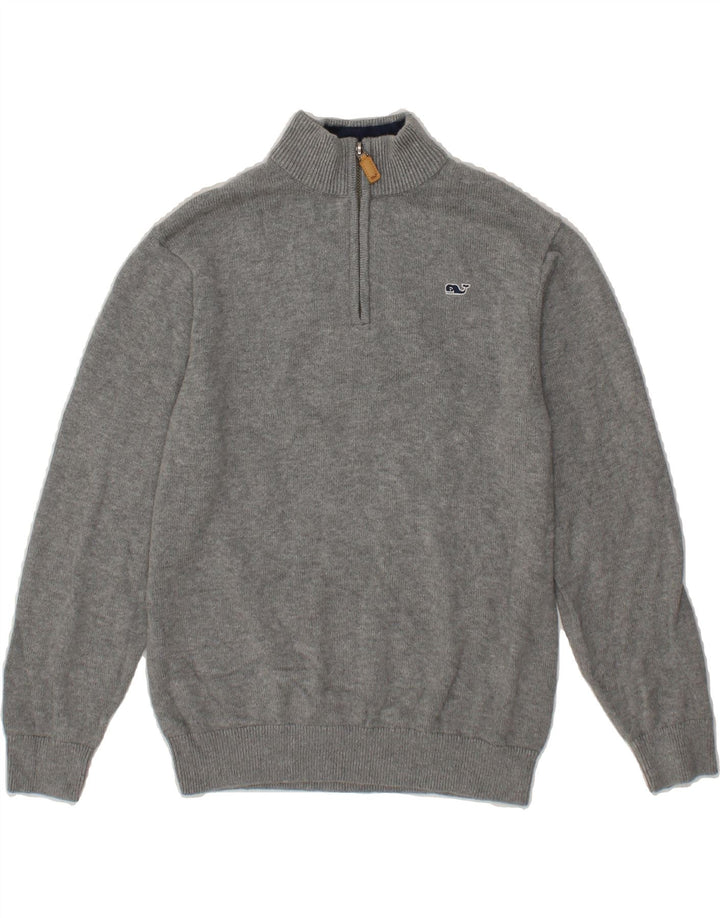 VINEYARD VINES Boys Zip Neck Jumper Sweater 12-13 Years Medium Grey Cotton Vintage Vineyard Vines and Second-Hand Vineyard Vines from Messina Hembry 
