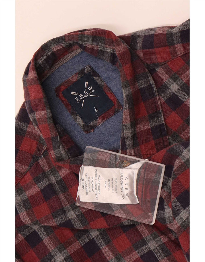 Crew Clothing Camicia da uomo in flanella in cotone a quadri rossi piccoli