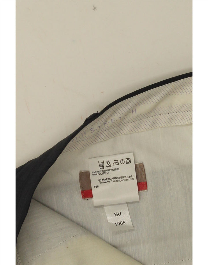 Pantaloni da abito dritti da uomo Marks & Spencer W36 L29 poliestere blu navy