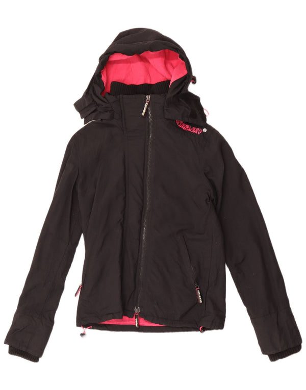 Giacca a vento con cappuccio da donna Superdry The Windcheater UK 6 XS nera