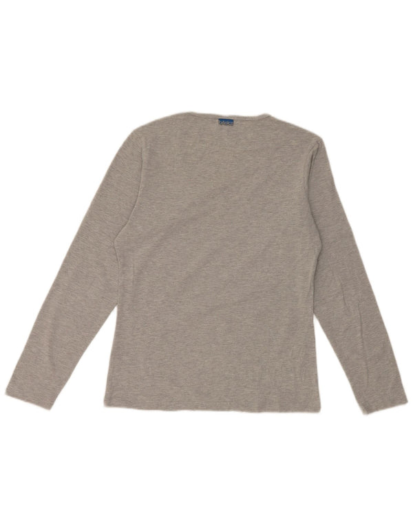 Top Asics Donna Manica Lunga UK 12 Cotone Grigio Medio