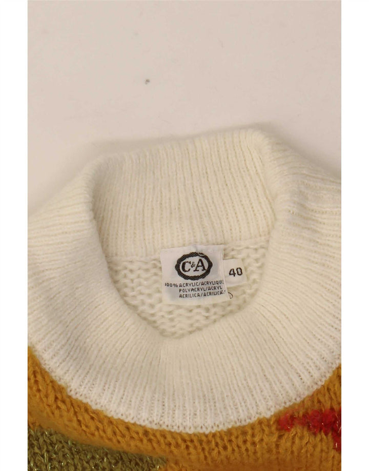 Maglione maglione da donna con collo alto C&A EU 40 Blocco colore bianco medio