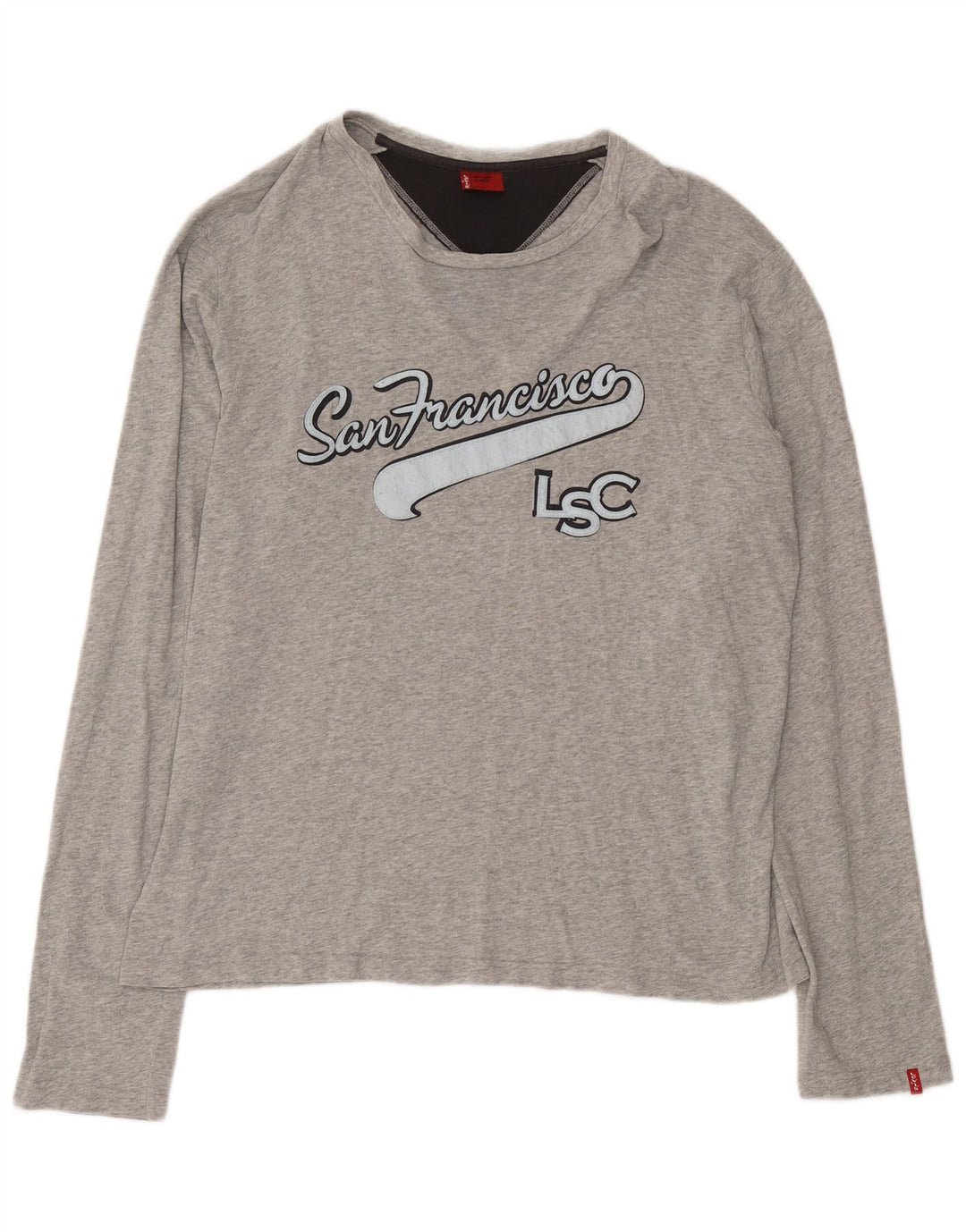Levi's Maglietta grafica da uomo a maniche lunghe XL in cotone grigio