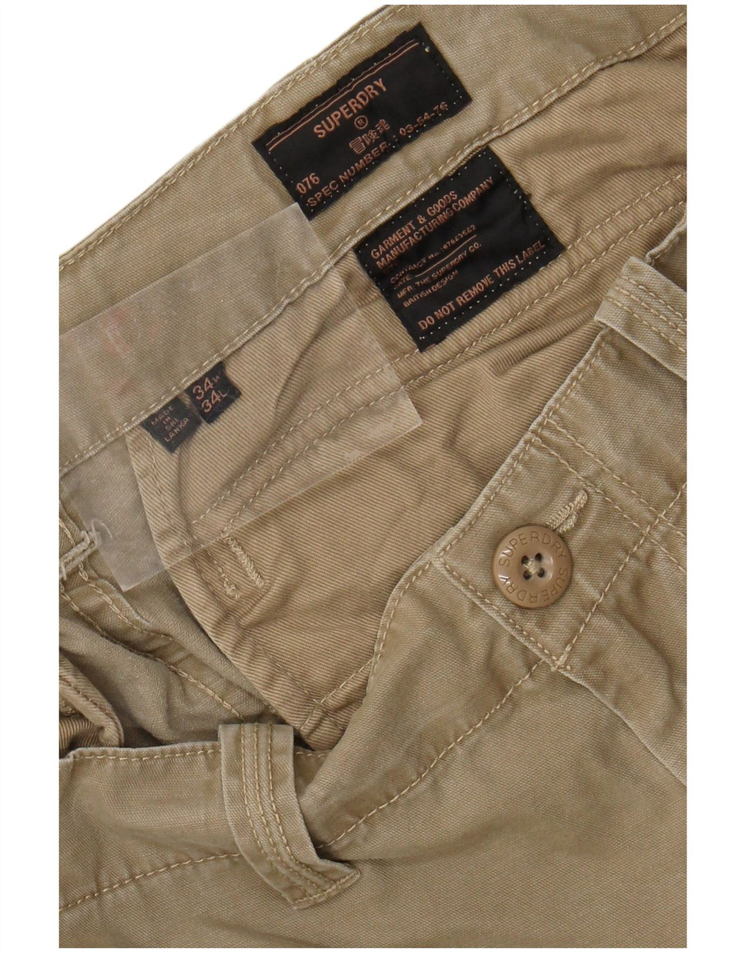 Pantaloni cargo slim da uomo Superdry W34 L34 cotone kaki