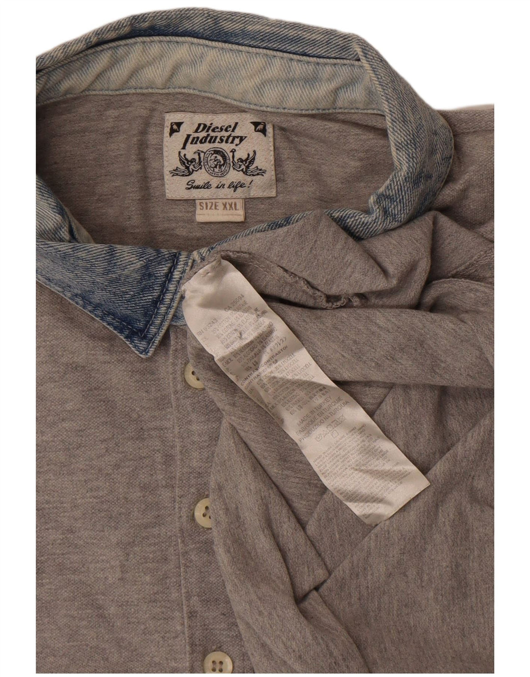 Polo da uomo Diesel 2XL in cotone color block grigio