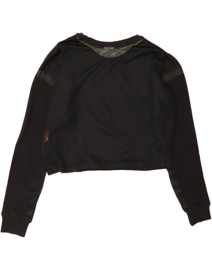 NIKE Womens See Through Crop Top Long Sleeve UK 14 Medium Black Vintage Nike and Second-Hand Nike from Messina Hembry 