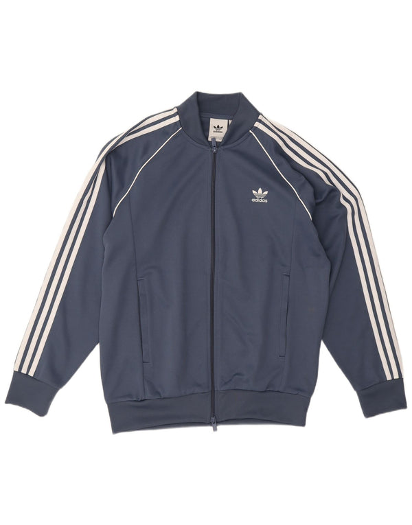 Giacca da ginnastica da uomo Adidas grande in poliestere blu navy