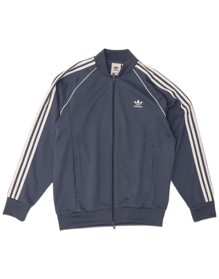 Giacca da ginnastica da uomo Adidas grande in poliestere blu navy
