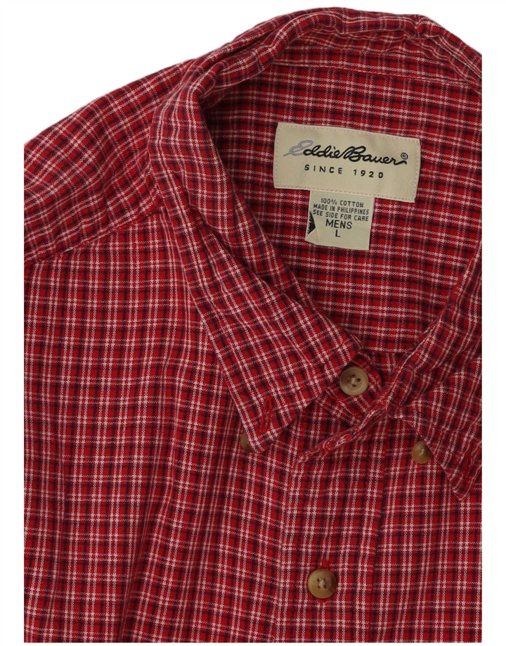 EDDIE BAUER Camicia a maniche corte da uomo Grande in cotone a quadretti rossi