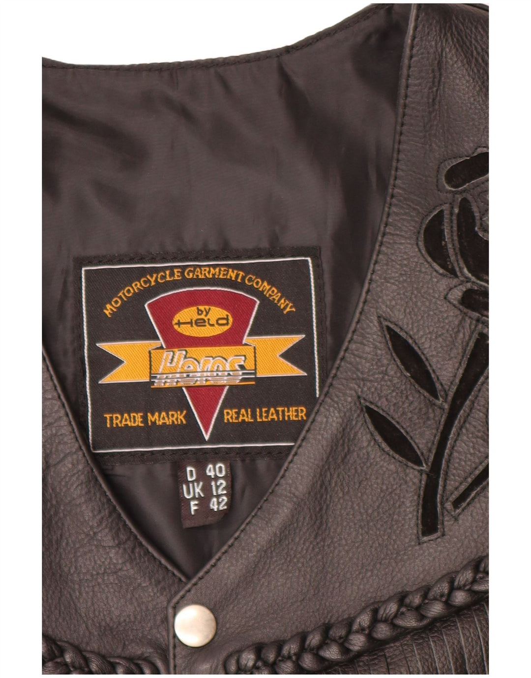 Gilet corto da moto da donna HELD UK 12 in pelle floreale nera media