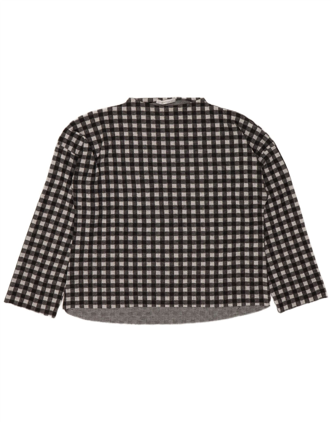 Zara Trafaluc Top oversize da donna a maniche lunghe UK 10 Small Black Gingham