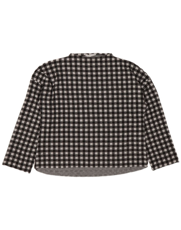Zara Trafaluc Top oversize da donna a maniche lunghe UK 10 Small Black Gingham