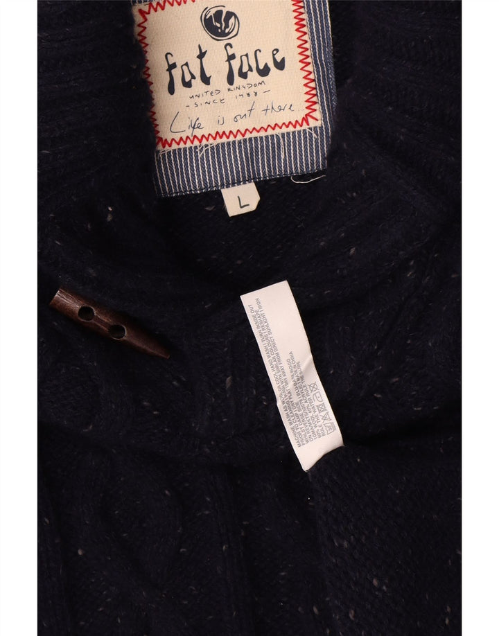 Fat Face Maglione da uomo con collo a scialle Maglione grande in lana screziata blu navy