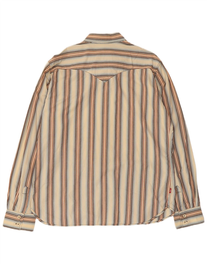 Levi's Camicia da uomo grande in cotone a righe beige