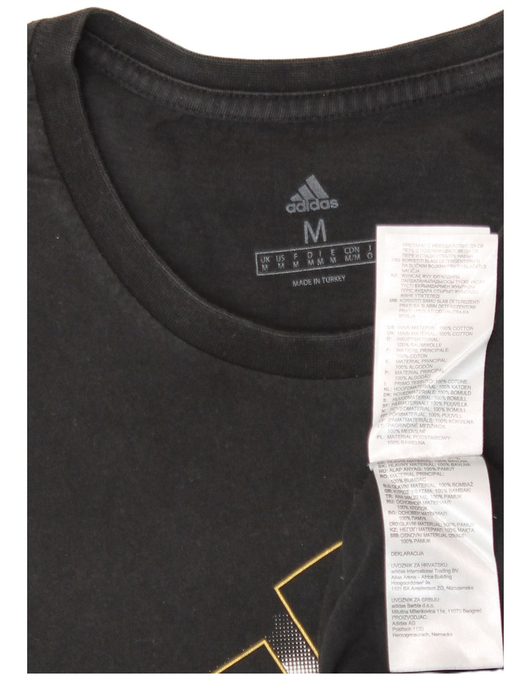 T-shirt grafica da uomo Adidas Top in cotone nero medio
