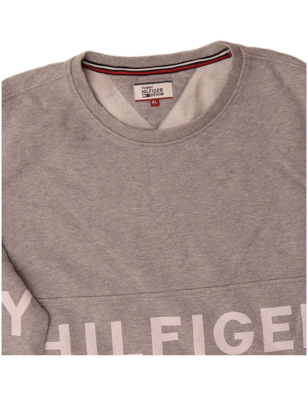 TOMMY HILFIGER Felpa grafica da uomo Maglione XL Cotone grigio