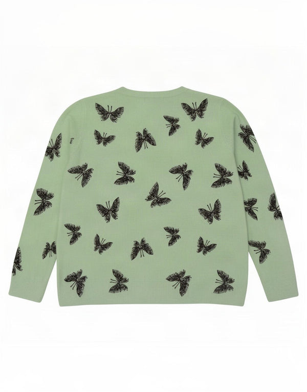 Maglione maglione girocollo da donna Marks & Spencer UK 22 3XL Farfalla verde