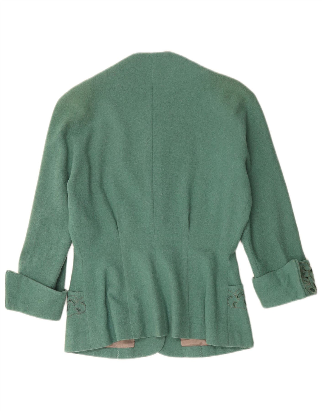 Giacca blazer vintage da donna a 3 bottoni UK 12 verde medio Paisley