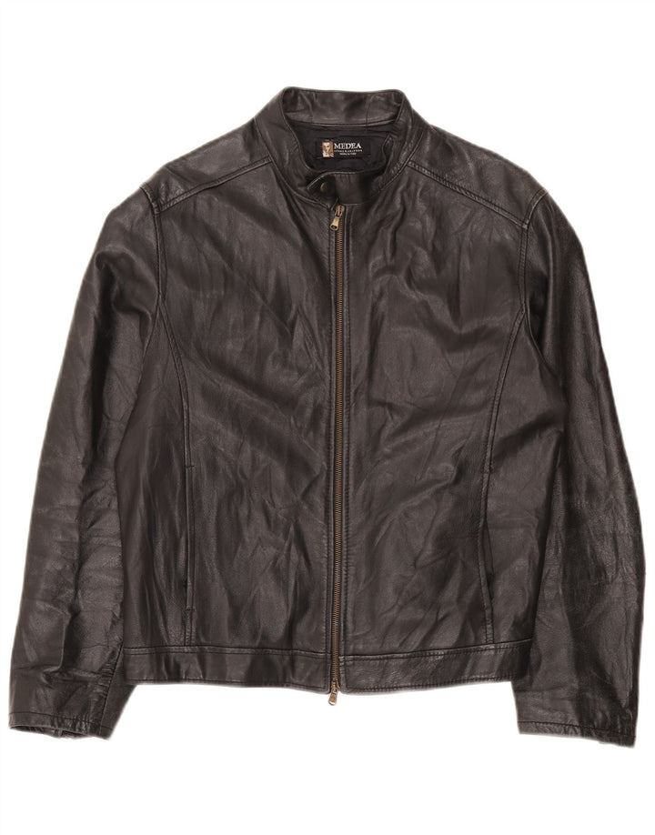 Giacca in pelle vintage da uomo IT 48 in pelle nera media