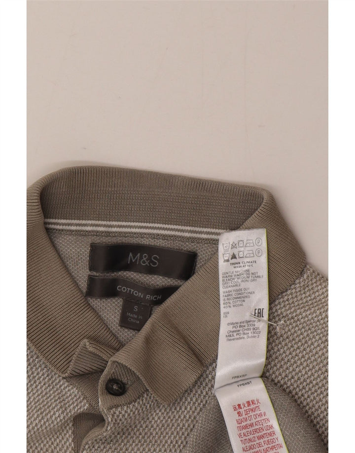 Maglione da uomo a maniche corte con collo a polo Marks & Spencer piccolo grigio