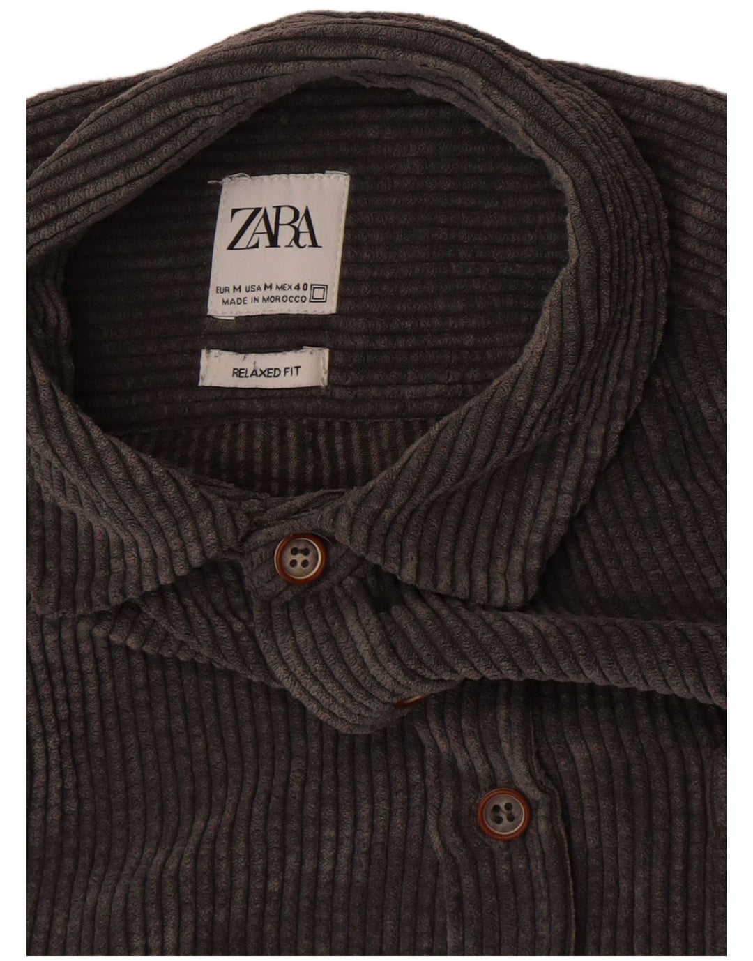 Camicia da uomo in velluto a coste dalla vestibilità comoda ZARA Grigio medio