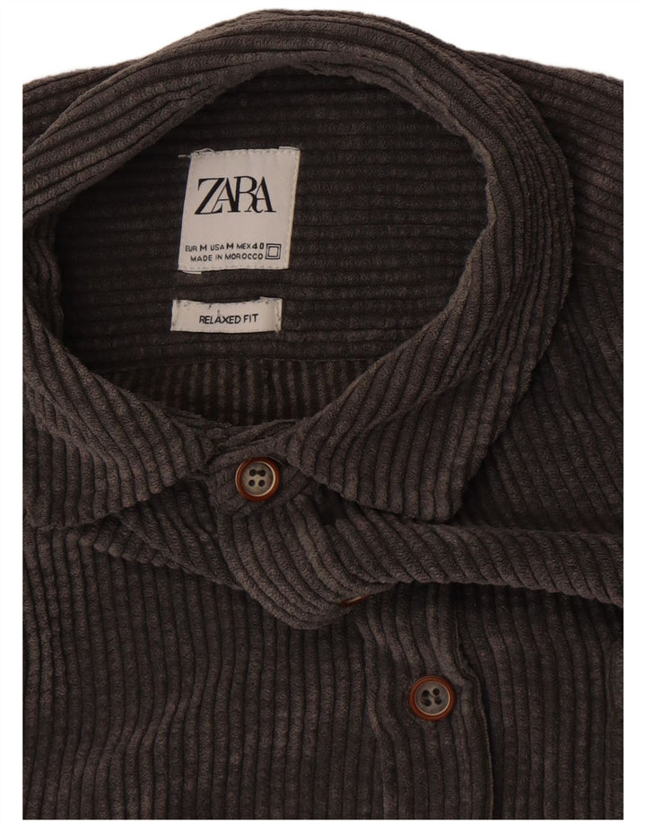 Camicia da uomo in velluto a coste dalla vestibilità comoda ZARA Grigio medio