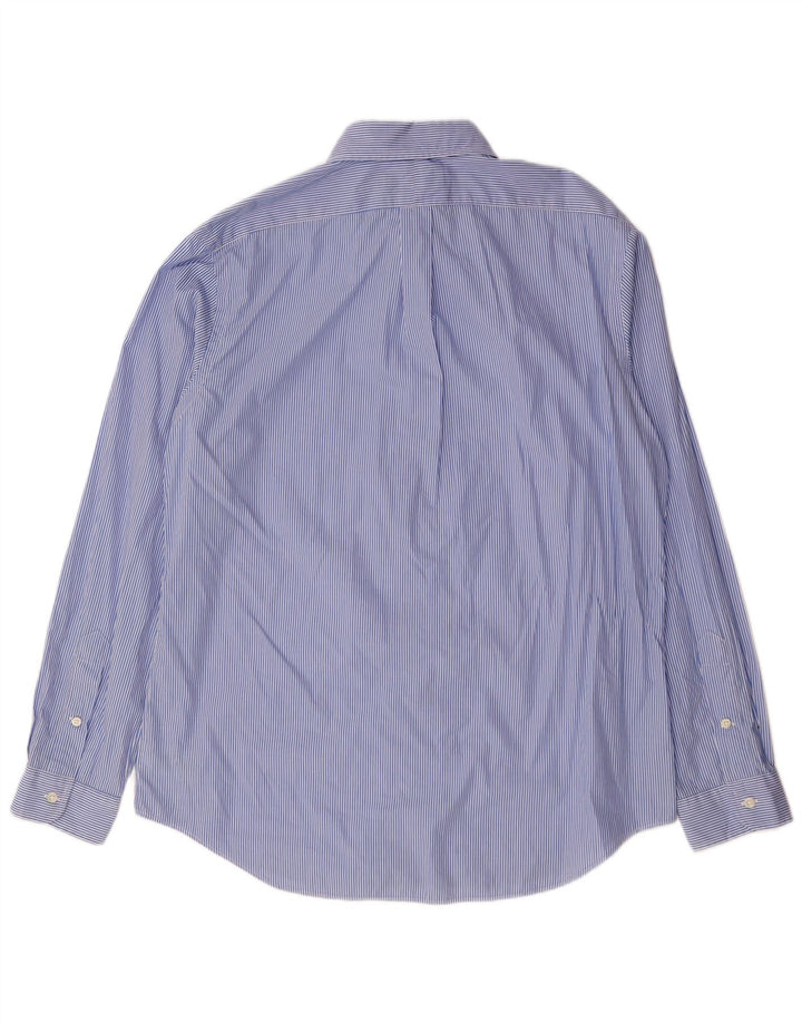RALPH LAUREN Camicia elasticizzata da uomo grande in cotone gessato blu