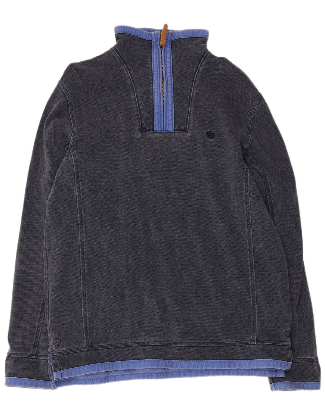 Felpa da uomo con collo con zip Fat Face, maglione grande, cotone blu navy