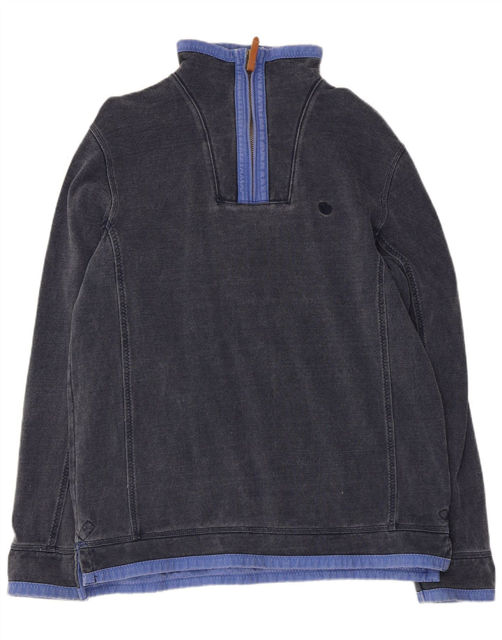 Felpa da uomo con collo con zip Fat Face, maglione grande, cotone blu navy