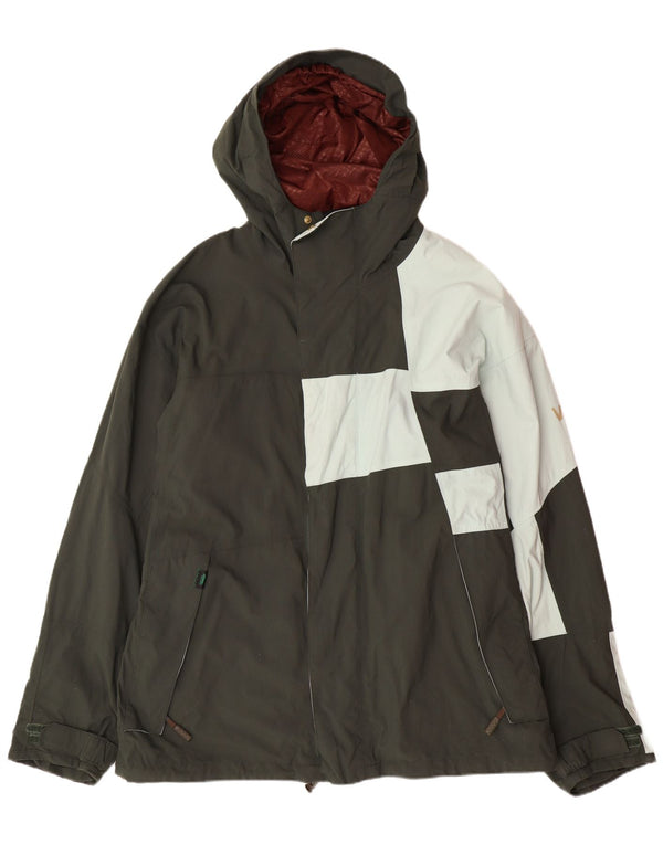 Giacca a vento con cappuccio da uomo VANS UK 40 Large in nylon color block kaki