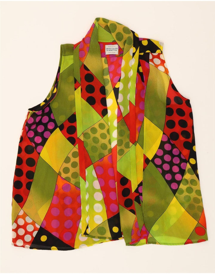 BENETTON Womens Sleeveless Cardigan Top IT 46 Large Multicoloured Spotted Vintage Benetton and Second-Hand Benetton from Messina Hembry 
