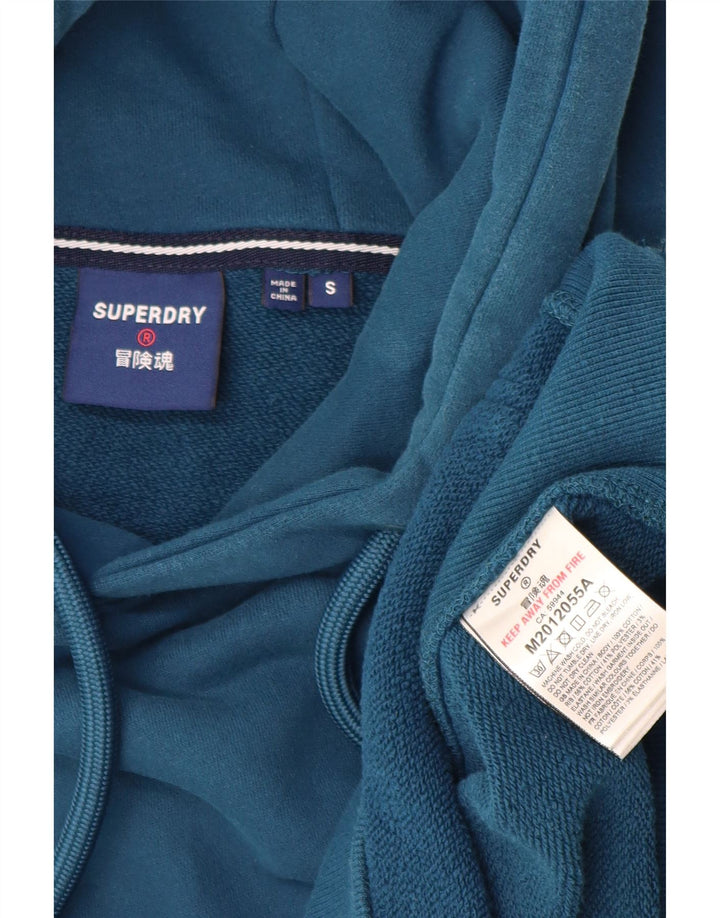 Maglione con cappuccio grafico da uomo SUPERDRY piccolo in cotone blu