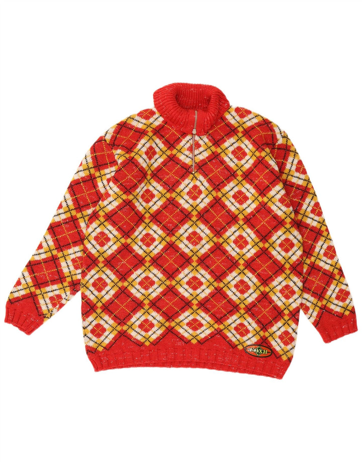 Foxhound Uomo Maglione con Zip Collo XL Rosso Argyle/Lana Diamantata