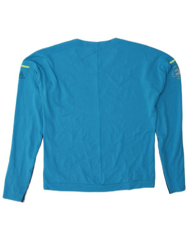 Top ADIDAS da donna Climalite a maniche lunghe UK 12/14 Blu medio Colorblock
