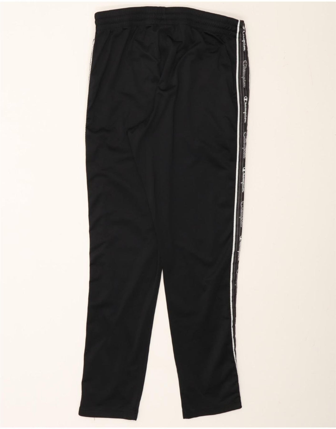 CHAMPION Mens Graphic Tracksuit Trousers Large  Black Polyester Vintage Champion and Second-Hand Champion from Messina Hembry 