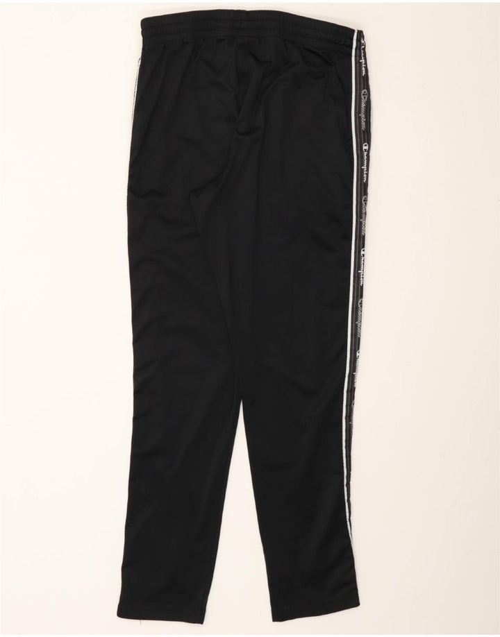 CHAMPION Mens Graphic Tracksuit Trousers Large  Black Polyester Vintage Champion and Second-Hand Champion from Messina Hembry 
