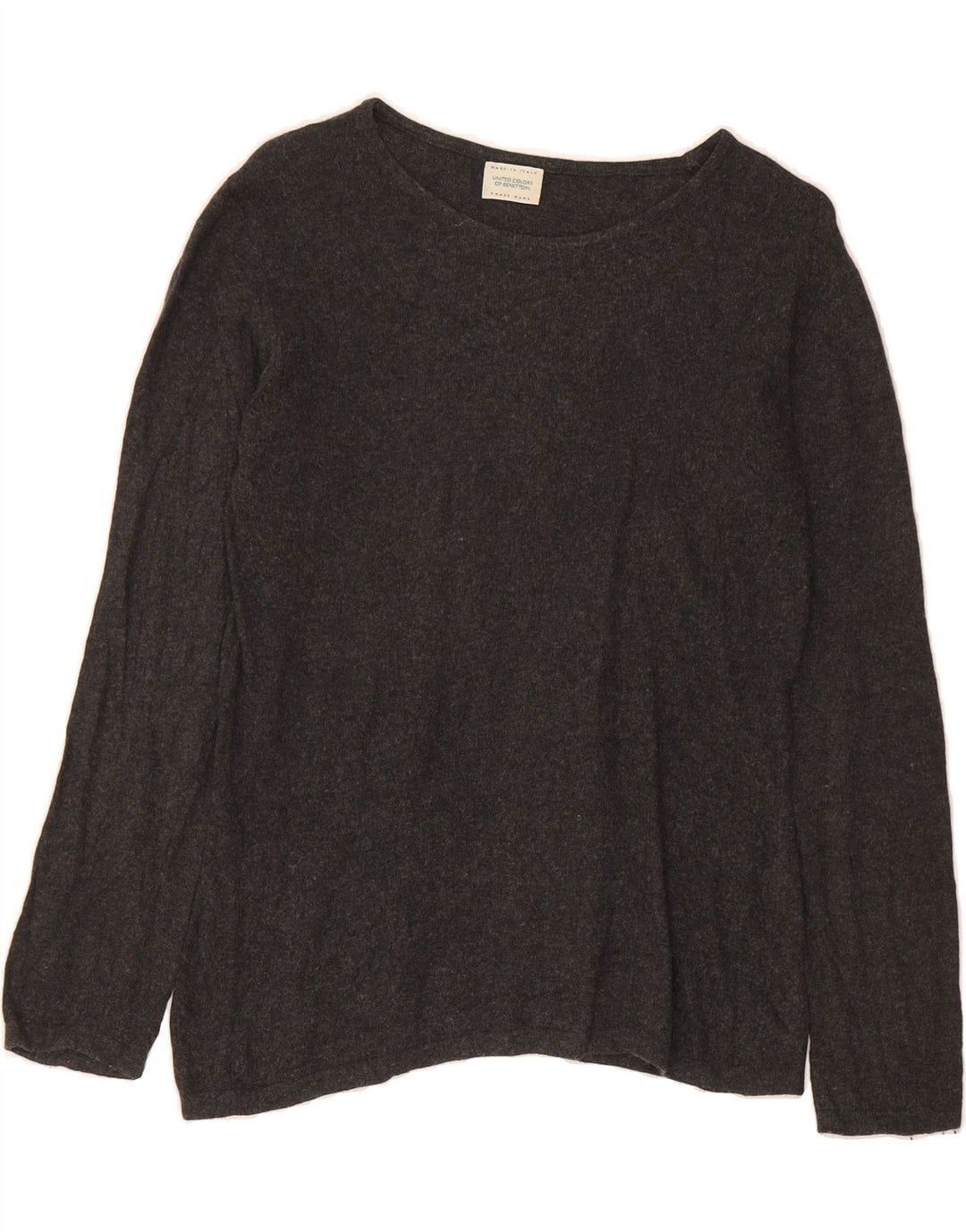 BENETTON Womens Boat Neck Jumper Sweater UK 12 Medium Grey Vintage Benetton and Second-Hand Benetton from Messina Hembry 