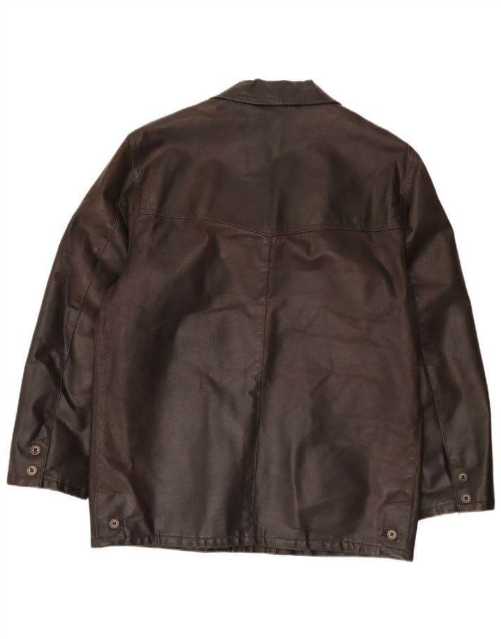 Giacca in pelle vintage da uomo IT 50 grande in pelle marrone